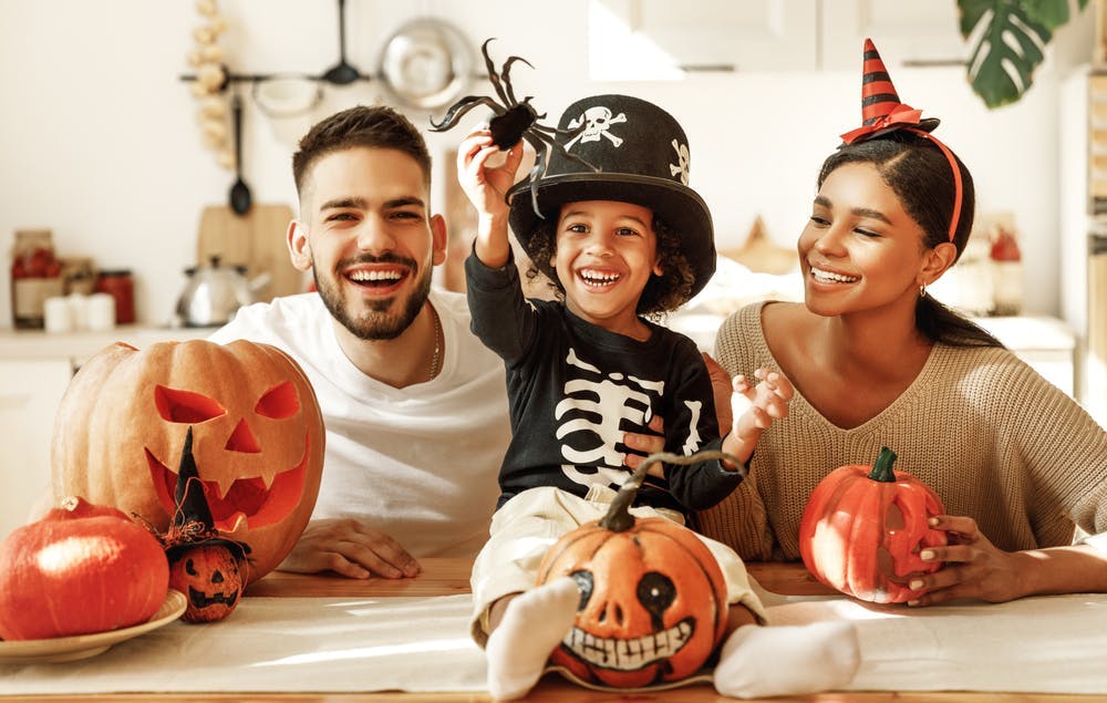 A family celebrating Halloween 